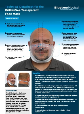 BrillianSee Transparent Medical Mask Technical Data Sheet Cover