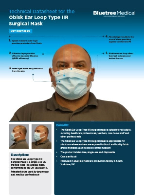 Bluetree Technical Data Sheet Oblisk Type IIR Surgical Mask with Ear loop