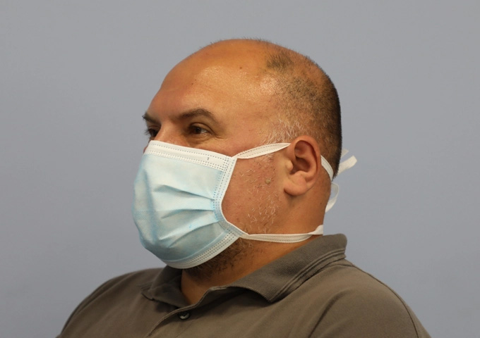 Obisk Type IIR Tie Back Surgical Mask Angled Profile